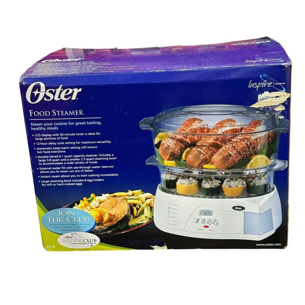 Oster 5715 Double-tiered 6.1 QT White Food Cooker & Steamer Inspire Collection